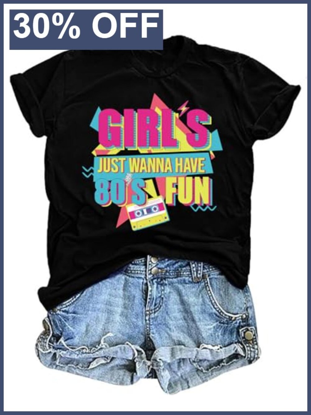 80s Retro Graphic Tee for Women Disco Theme Party Top